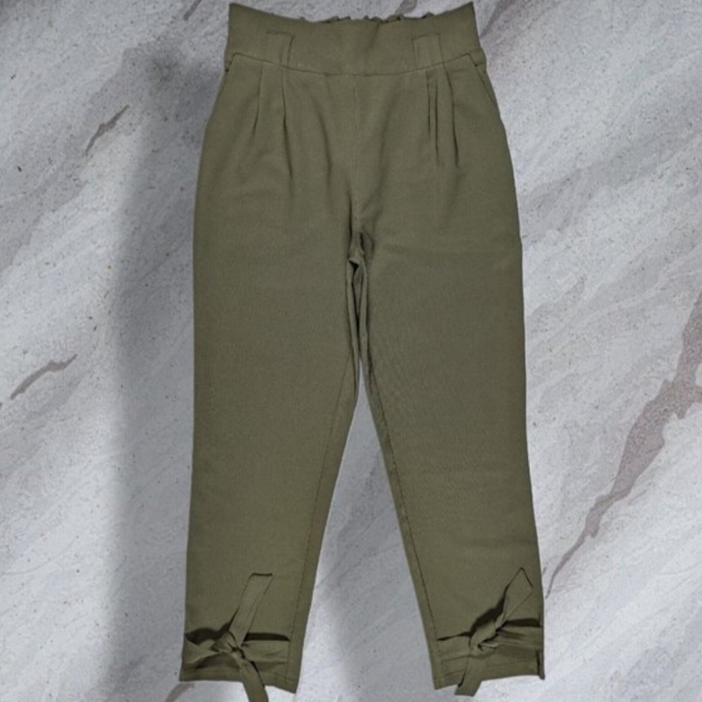 High Waisted Paper Bag Pants Grace Karin Tie Ankle Length